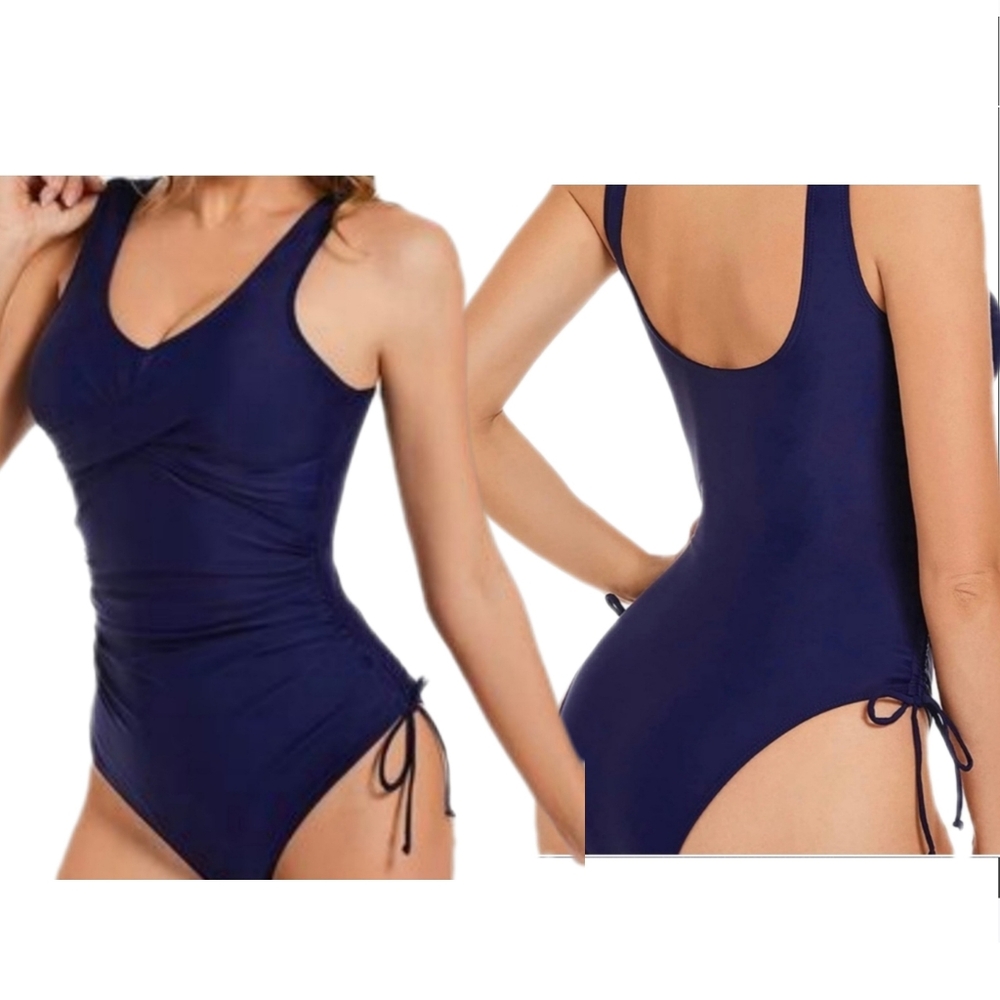 Teeker Womens One Piece Tummy Control Navy Blue Swimsuit NWT Size M (8-10)